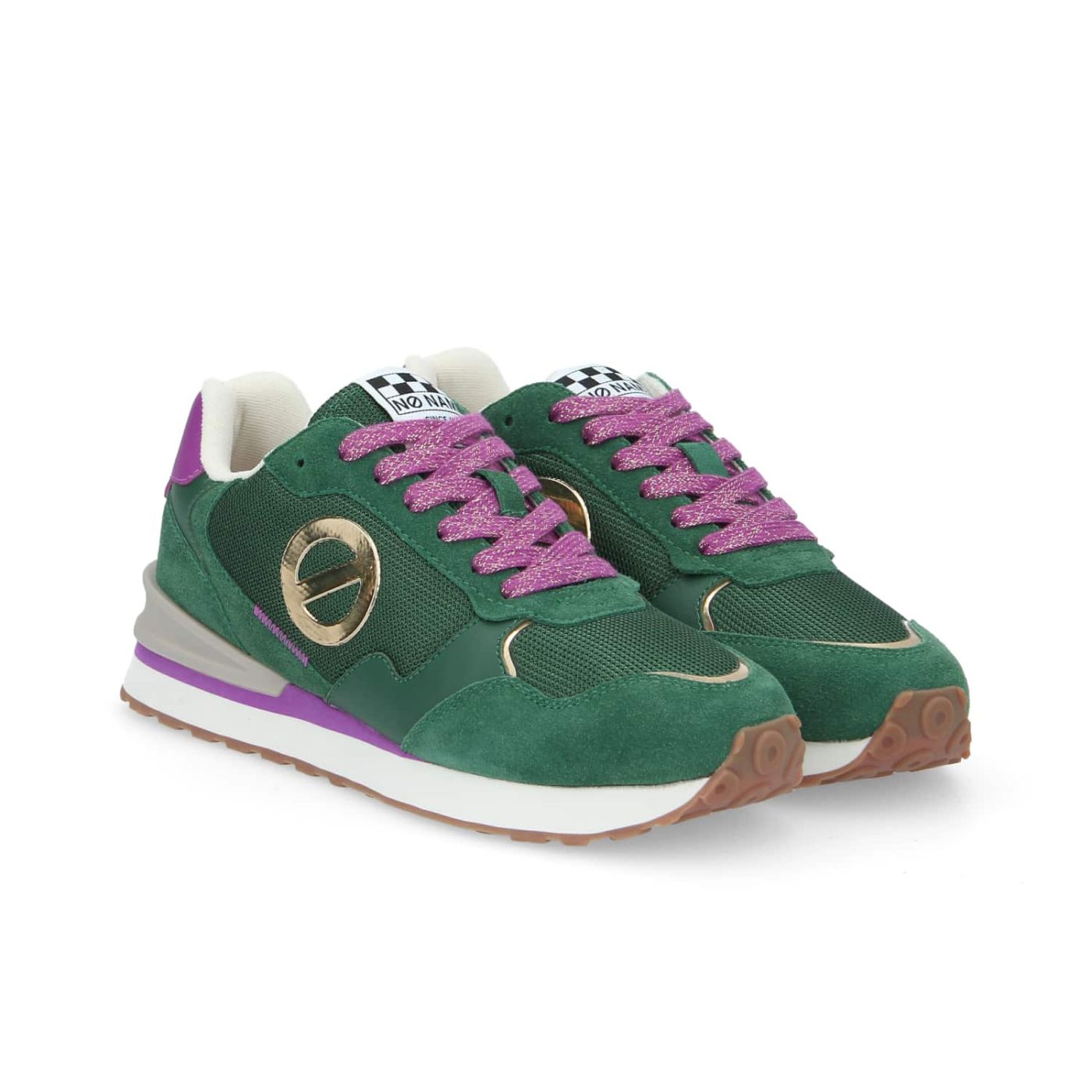 TOVA RUNNER W  -  SUEDE/KNIT/NAP.  - VERDE SCURO/VIOLA